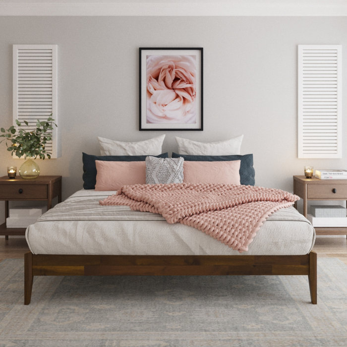 Ebern Designs Dinkee Solid Wood Platform Bed without Headboard, Mid ...